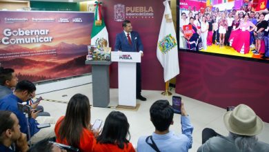 Gobernador Alejandro Armenta en enlace remoto desde Acapulco anunciando a Puebla como sede del Tianguis Turístico 2027.