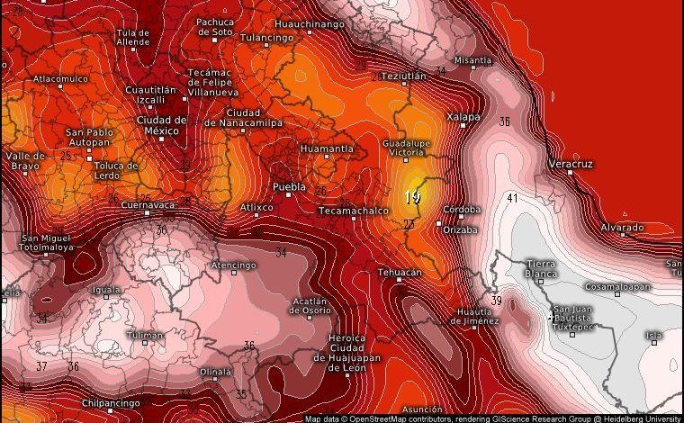Mapa de temperaturas altas en Puebla abril 2026 ola de calor
