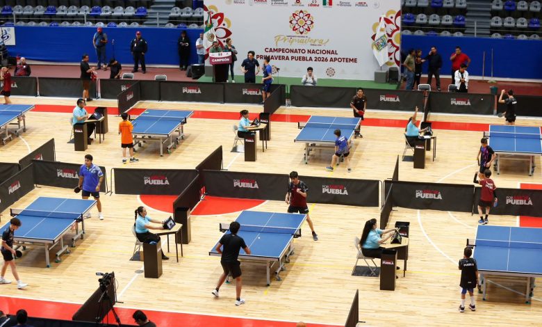 Vista panorámica de la sede del Campeonato Nacional de Primavera de Tenis de Mesa 2026 en Puebla