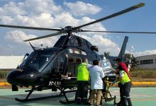 Helicóptero de SUMA Puebla realizando traslado médico de emergencia en 2026.