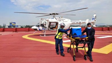 Traslado aéreo de un hígado donado en Puebla hacia Ciudad de México.